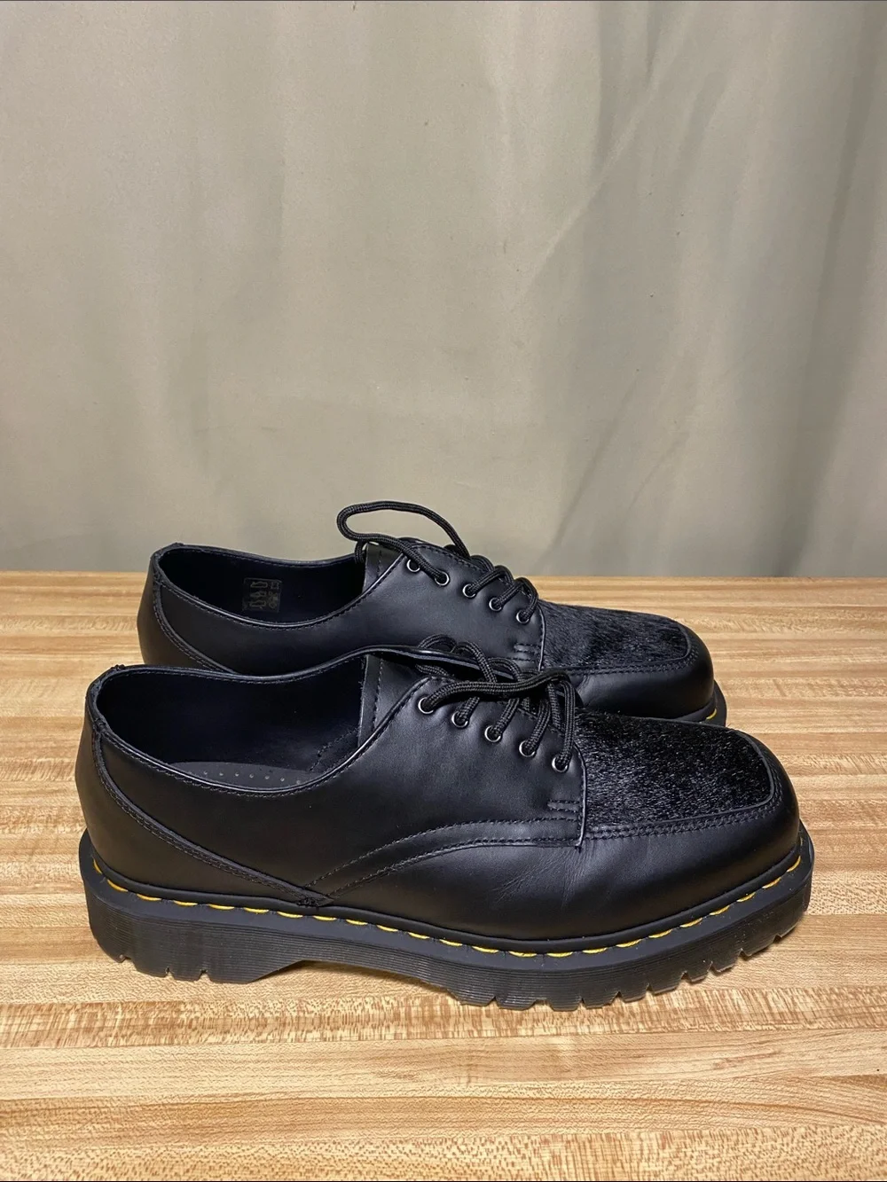 Dr Martens 5 Eye Bex Square Toe PNY Hair-on Leather Shoes  Black Mens 11/WMNS 12